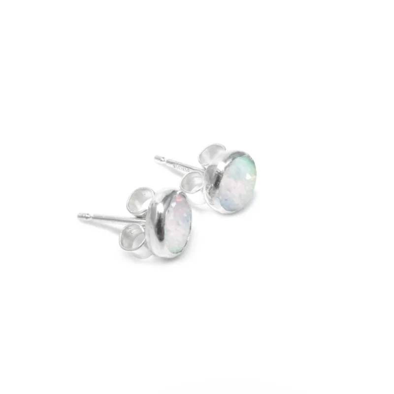 Sterling silver 5mm and 6mm Opal earrings